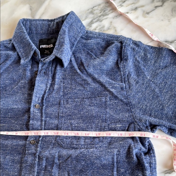 RSQ Blue Soft Heathered Cotton Casual Button Down Shirt Relaxed Fit Mens Large - Picture 6 of 13